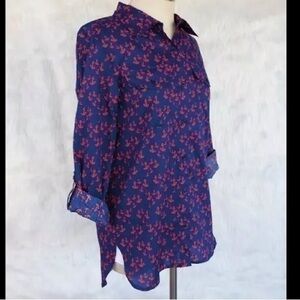 Tommy Hilfiger Tops Anchor Print Button Down Shirt Sail Away XS petite